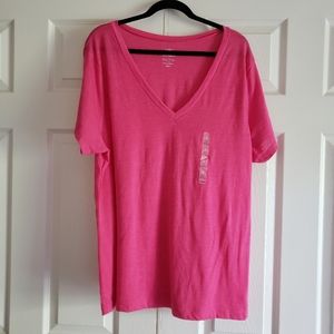 NWT Hot Pink XXL Old Navy V-Neck T-shirt